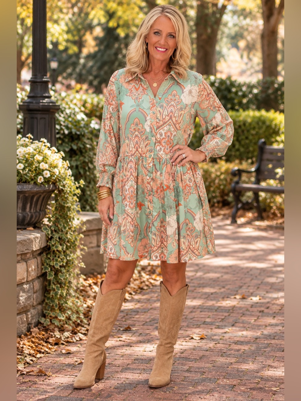 TCEC Mint and Coral Paisley Mini Dress Small NWOT